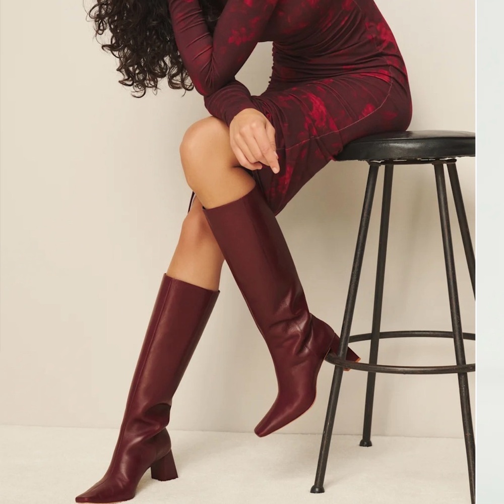 Reformation Deep Burgundy Heeled Boots